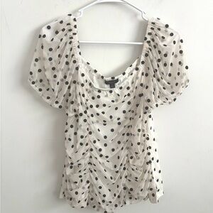 Y2K Milkmaid Blouse Coquette Polka Dot Puff Sleeve Ruched Blouse Romantic Boho